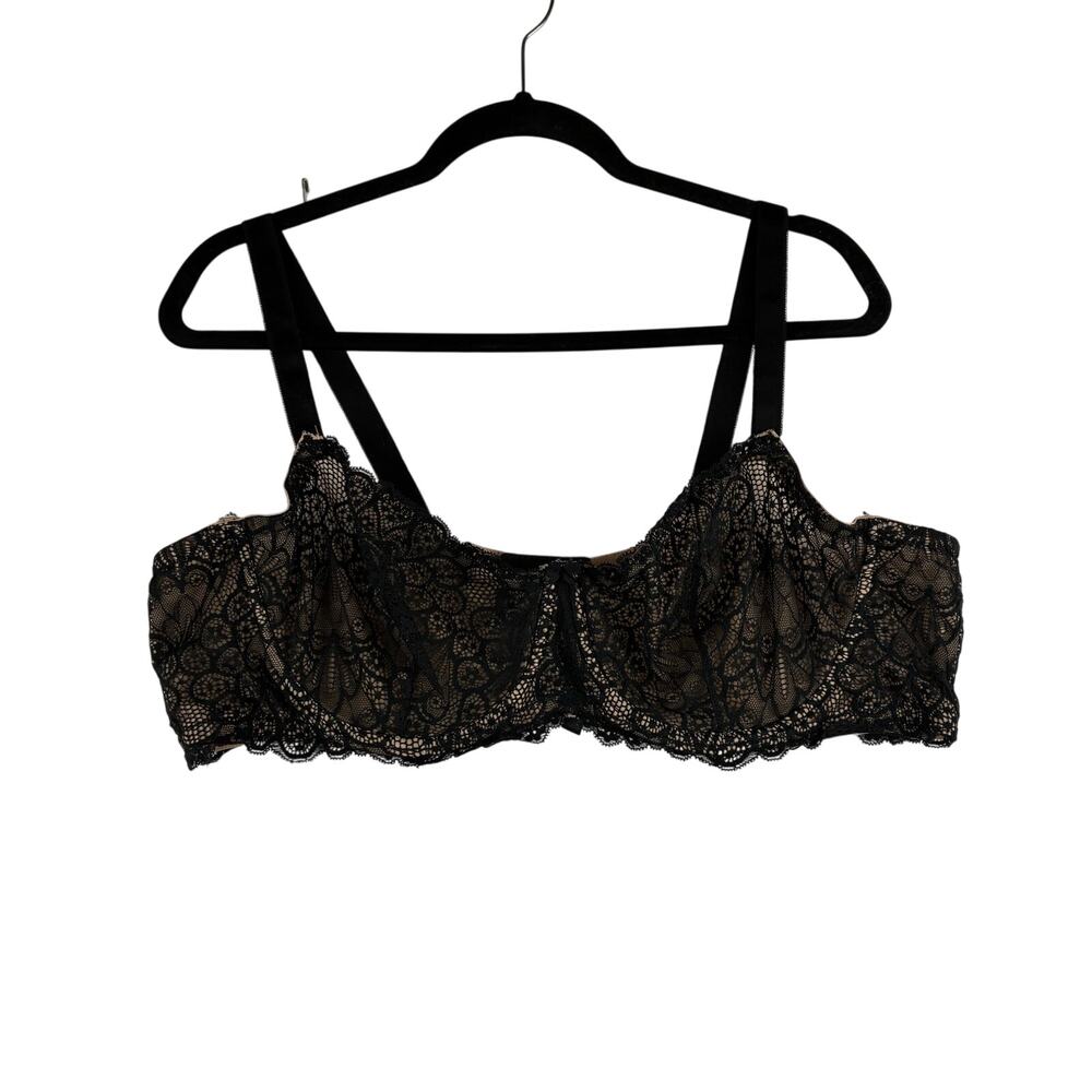 Torrid Balconette Bra Black Lace Nude Underwire Unpadded Women’s 46D Very Good